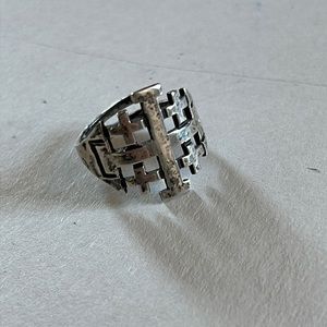 Vintage Mexican sterling silver 925 Jerusalem cross catholic adjustable ring